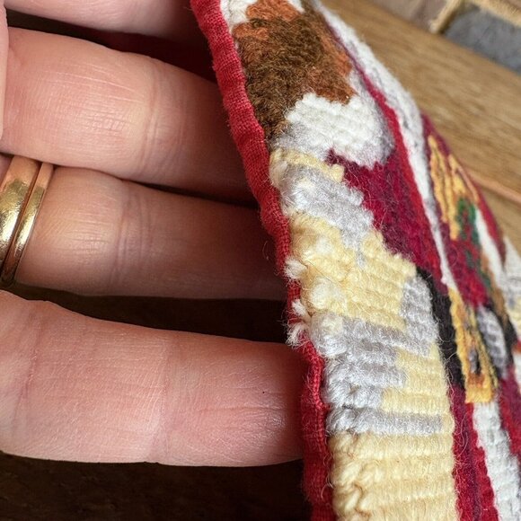 Vintage Needlepoint Santa With Toy Bag Christmas Stocking 16” READ ALL - Picture 9 of 10